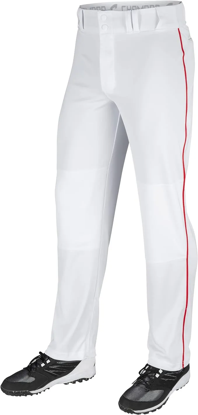 White/Navy Triple Crown Adult Open-Bottom Piped Baseball Pants Champro