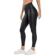 CRZ YOGA Butterluxe Matte Faux Leather Leggings for Women 25" - High Waisted Stretch Ankle Leather Pants Pleather Tights Black Classic MediumCRZ YOGA Butterluxe Matte Faux Leather Leggings for W…