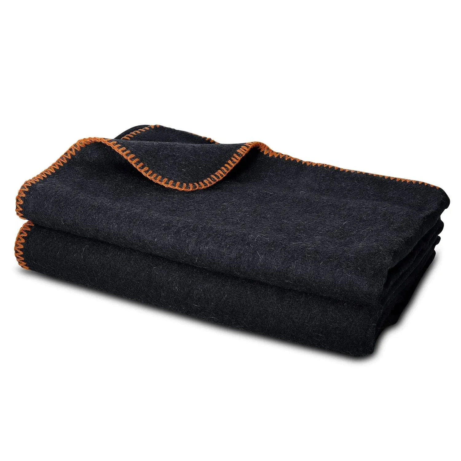 JMR Wool Camping Blanket - Warm Heavy Car Blanket & Camp Quilt - Survival Emergency Blanket for Sleeping Outdoors - Multi-Use Wool Blanket for Camping, Car & Home - 70% Wool, Navy, 62X84