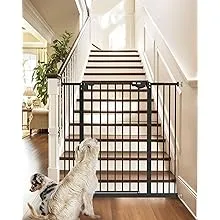 InnoTruth 36" Tall Dog Gate for Stairs, 29-39.6” Auto Close Baby Gate Crafted for Child Protection with 2.24" Slots, Dual-Lock Safety Design and Wall-Friendly, Black