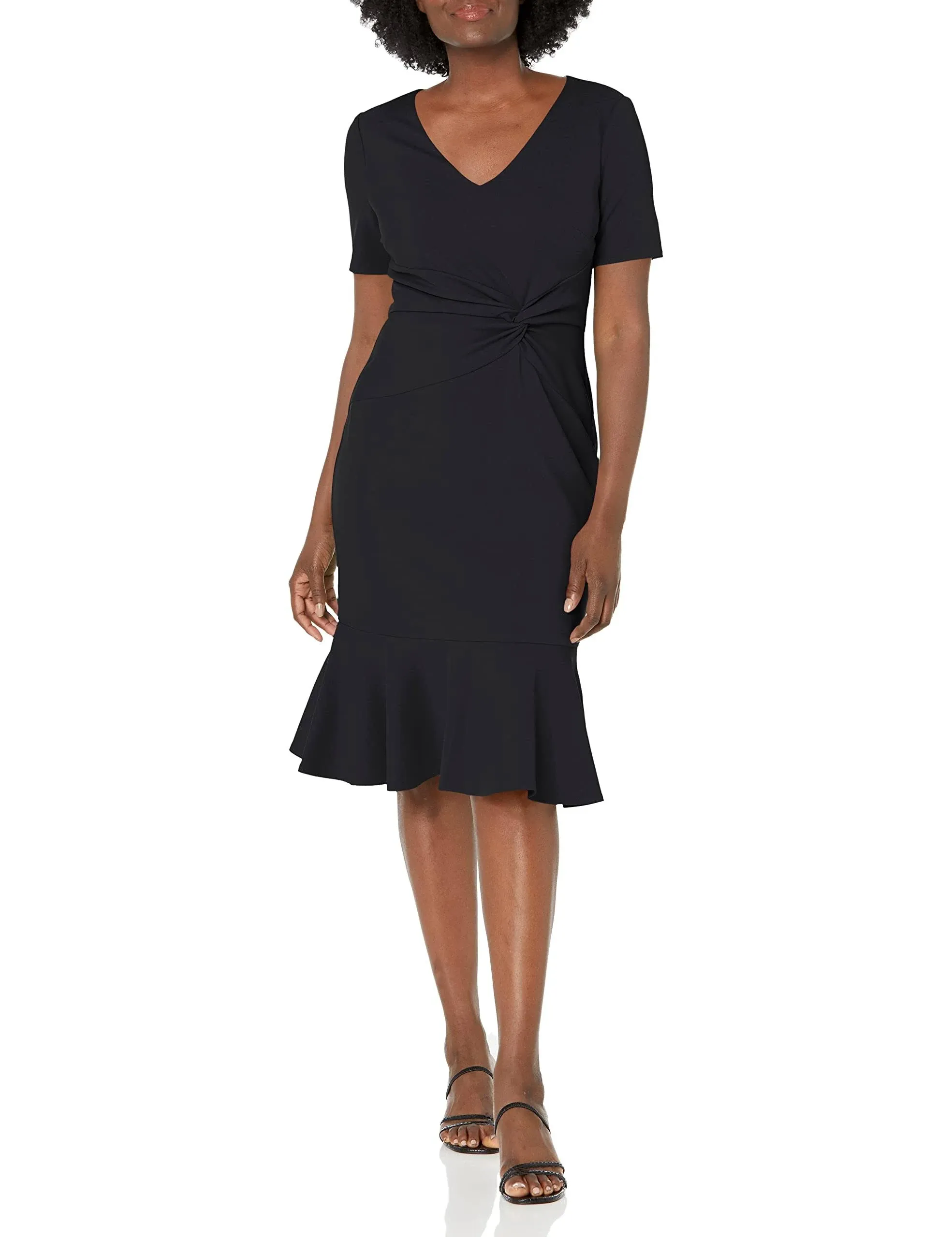 Women's London Times Flounce Midi Twist Dress