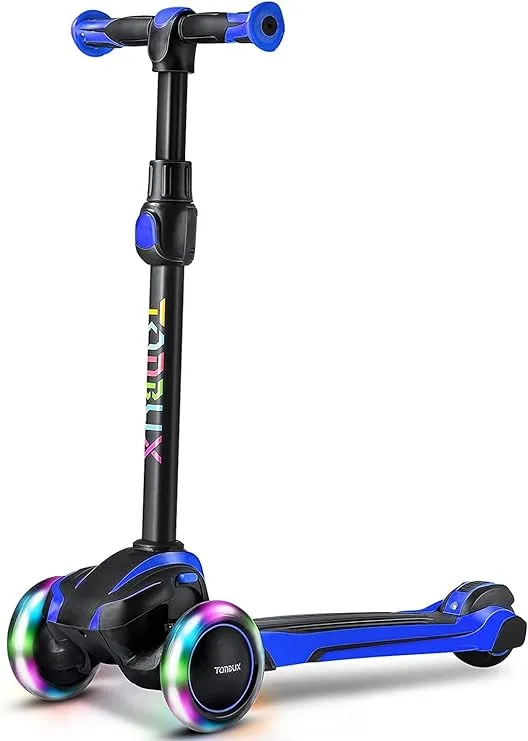 TONBUX Kids Scooter for Age 3-12, Toddler Scooter with 4 Adjustable Heights, Light Up 3-Wheels Scooter, Shock Absorption Design, Lean to Steer, Balance Training Scooter for Kids