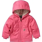 Carhartt Baby Girl's Sherpa-Lined Hooded Canvas Zip-Up Jacket, Pink LemonadeCarhartt Baby Girl's Sherpa-Lined Hooded Canvas Zip-Up Jacket, Pink Lemonade