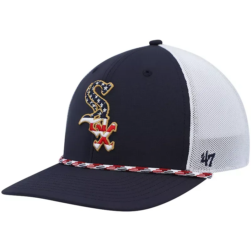 Men's '47 Navy/White Chicago White Sox Flag Fill Trucker Snapback Hat