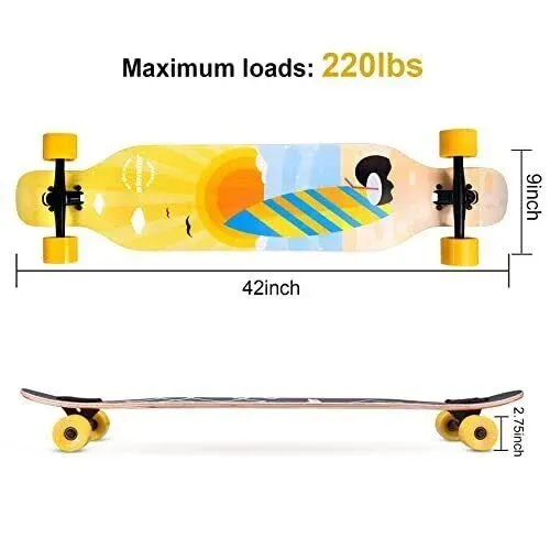 Slendor Longboard Skateboard 42 inch Drop Through Deck Complete Maple Cruiser