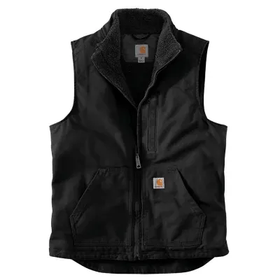 Carhartt Men's Duck Sherpa-Lined Mock Neck Vest, Black