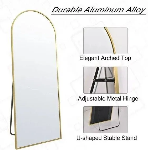 64"x21" Full Length Mirror Arched Standing Floor Mirror Full Body