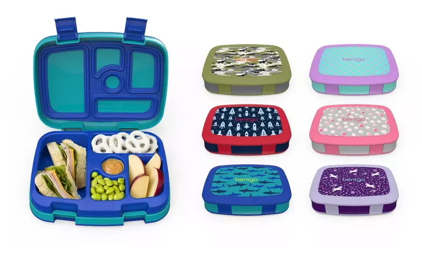 Bentgo® Kids Prints Leak-Proof, 5-Compartment Bento-Style Kids Lunch Box - Ideal Portion Sizes for Ages 3 to 7 - BPA-Free, Dishwasher Safe, Food-Safe Materials (Mermaids in the Sea)