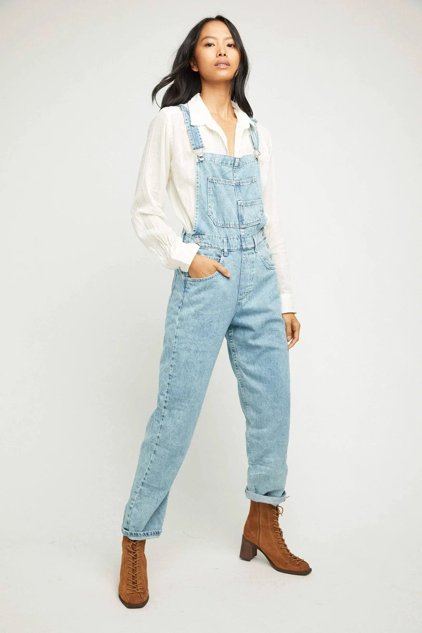 Free People Ziggy Denim Overalls - M / Powder Blue