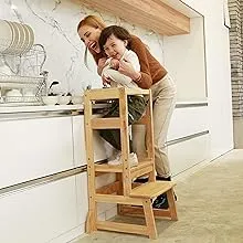 SDADI LT05N Mother's Helper Adjustable Height Kids Kitchen Step Stool, Natural