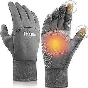 ihuan Winter Gloves for Men and Women - Waterproof Warm Glove for Cold Weather, Thermal Gloves with Touch Screen Finger for Workout, Running, Cycling, Bike