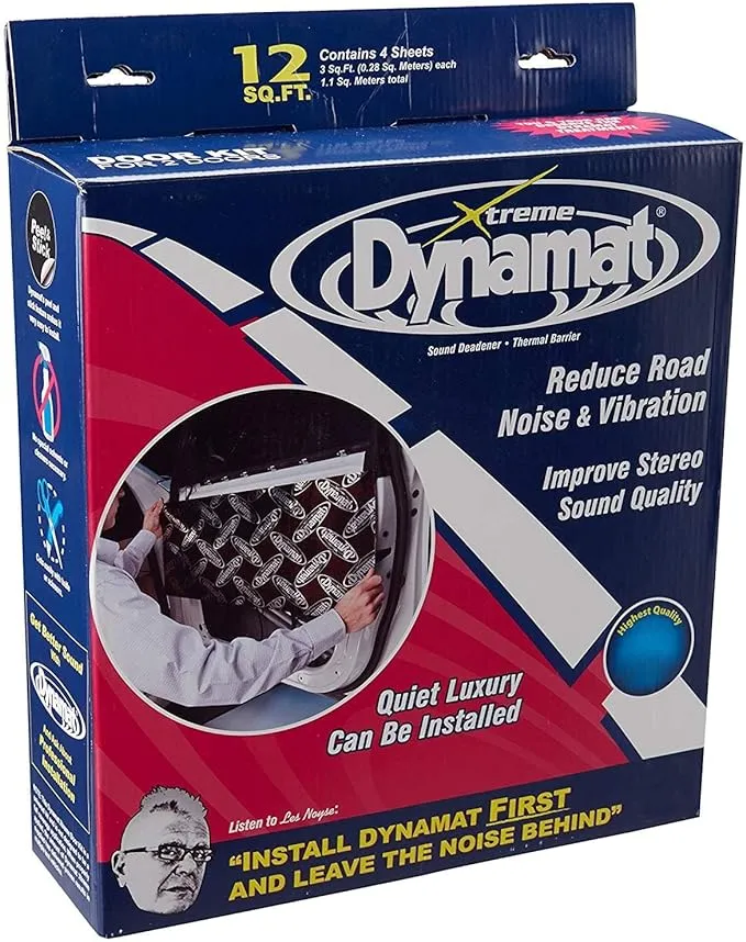 Dynamat 10435 Sound Barrier, Extreme Door Kit, 12 x 36 in Sheet, 0.060 in Thick, Self Adhesive Backing, Aluminum / Rubber, Silver, Set of 4 - Dynamat