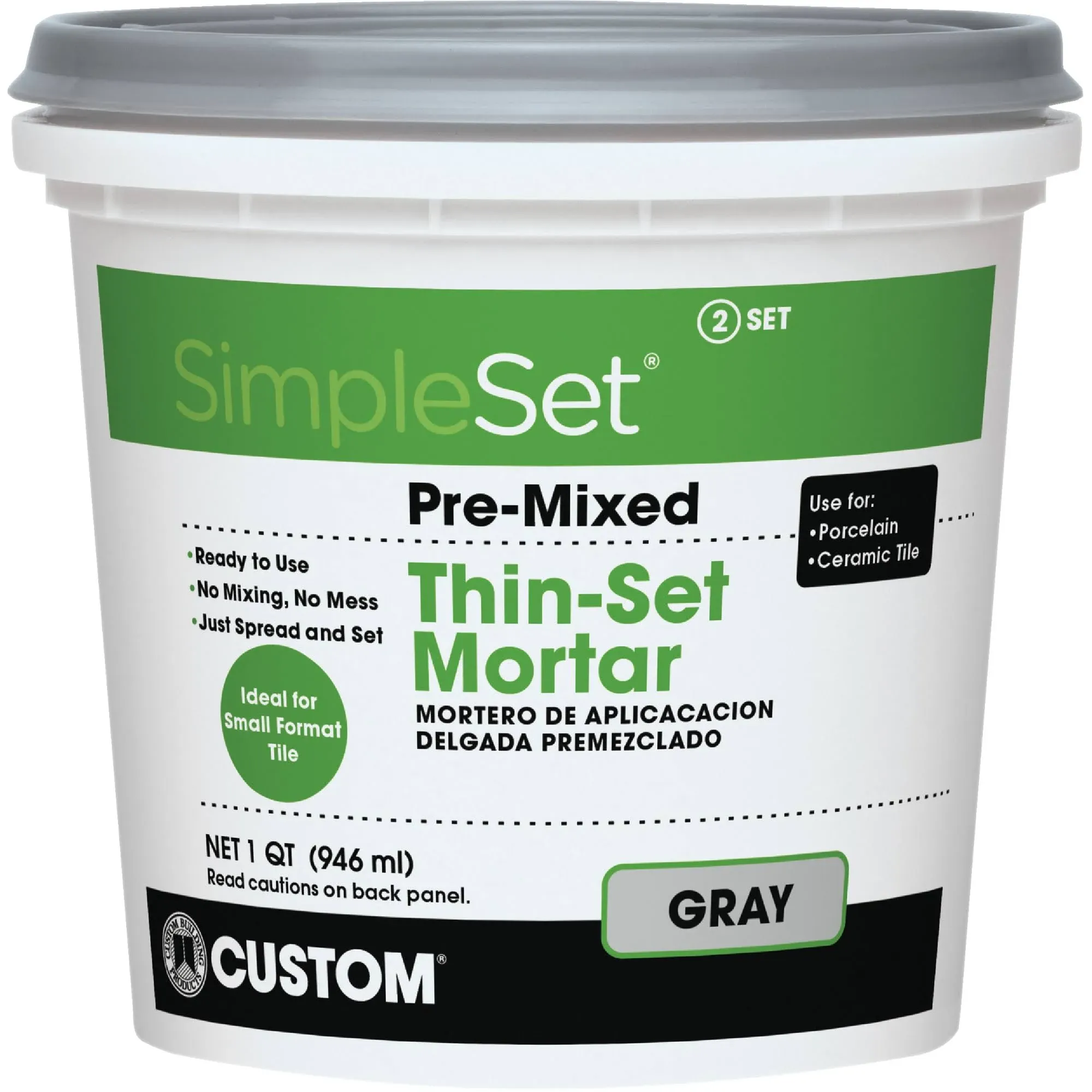 Custom Building Products CTTSGQT Simple Prep Premix Ceramic Thin Set Gray Mortar