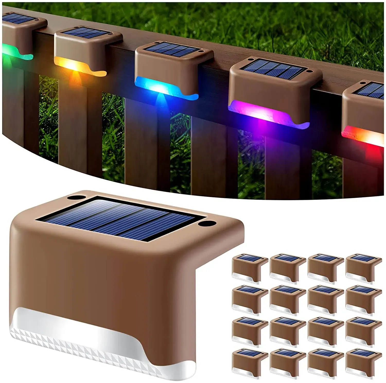 16 Pack Solar Step Lights Waterproof for Outdoor Decks Railing Step Stairs