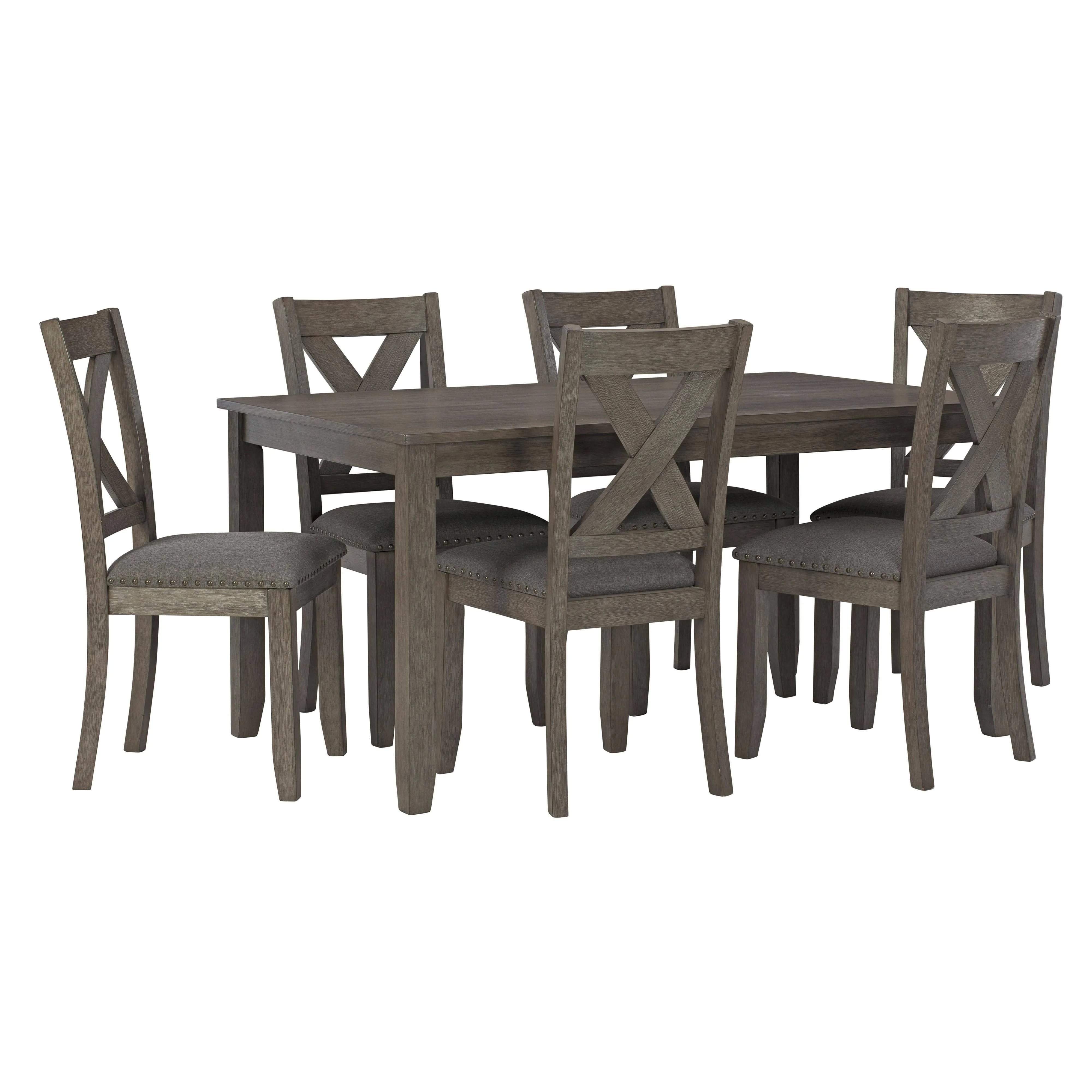 Signature Design by Ashley Caitbrook Rustic 7 Piece Dining Set, Include Table and 6 Chairs, Gray