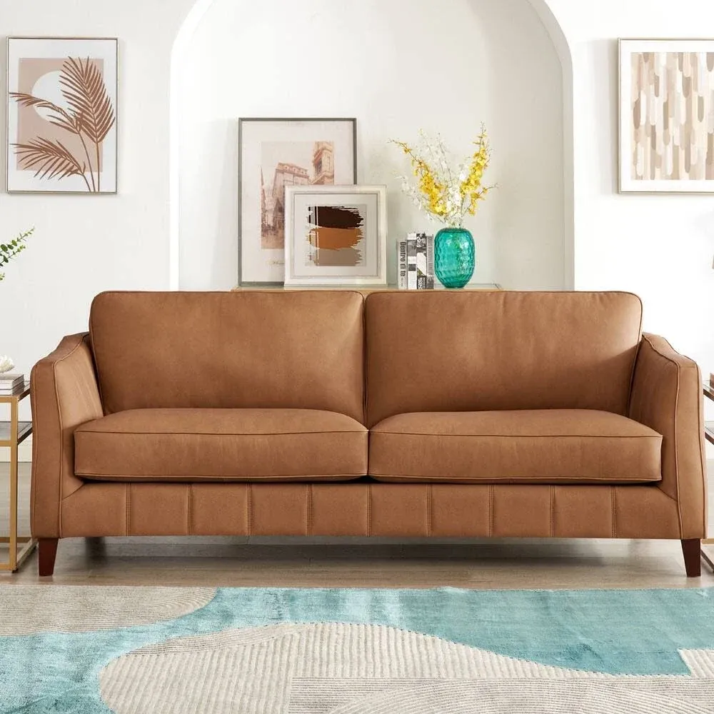 Sara Saddle Brown Leather Loveseat