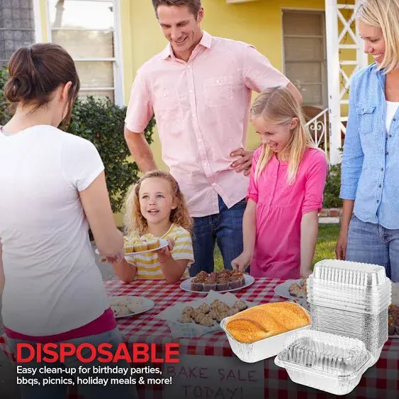 Disposable Aluminum Mini Loaf Pans With Lids, 1 Lb () 30 Pack Pans +