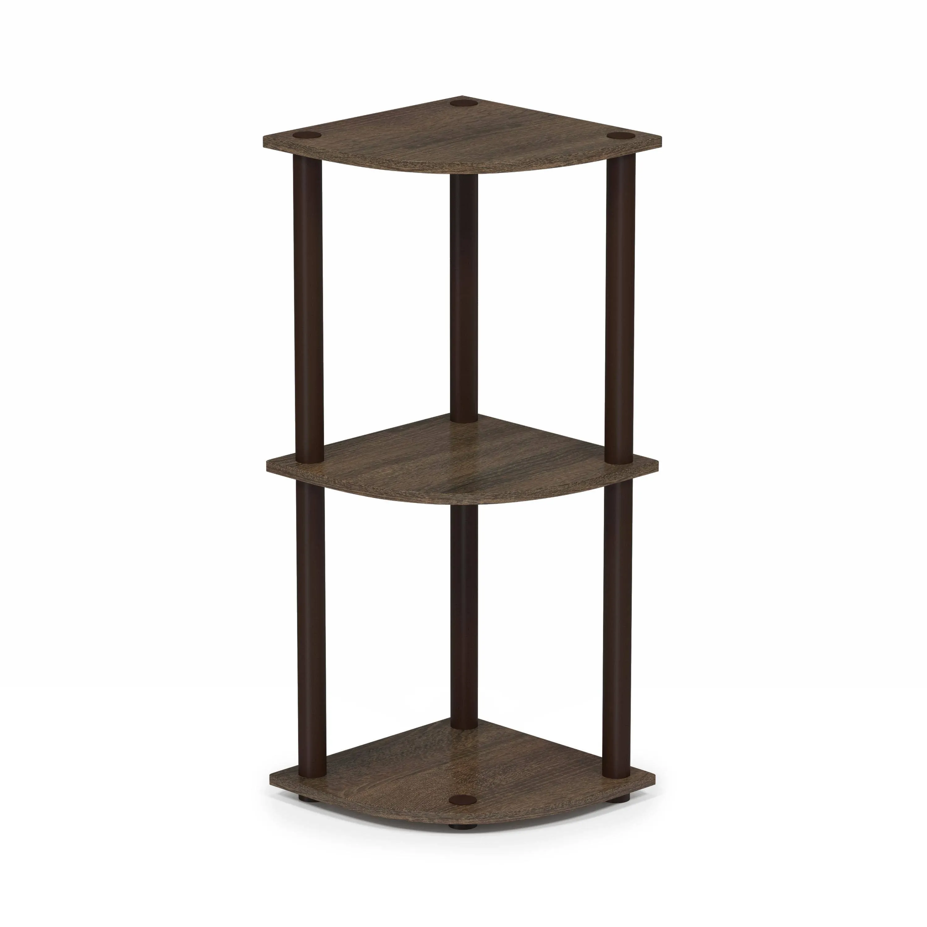 Furinno Turn-N-Tube 4-Tier Corner Display Rack Multipurpose Shelving Unit, Dark Brown Grain/Black