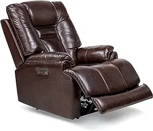 EMKK Leather Zero Gravity Power Recliner Chair with Headrest Modern Single Sofa ...