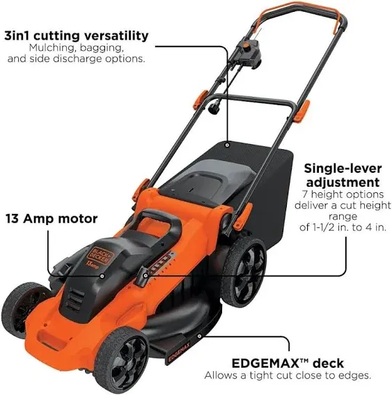 20-Inch, 13-Amp, Corded Black Decker Lawn Mower (Mm2000).