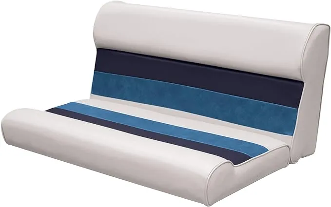 Wise Deluxe Pontoon 36 inch Bench, White/Navy/Blue