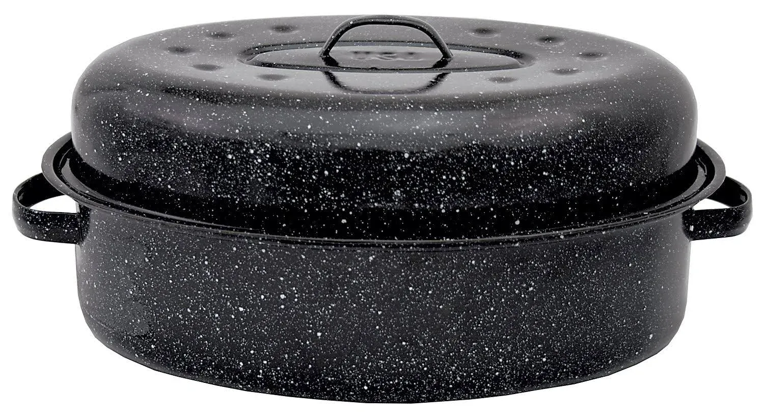 Graniteware 18" Oval Covered Roaster, Black