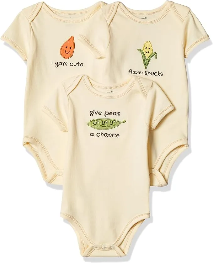 Touched by Nature Unisex Baby Organic Cotton Bodysuits, Corn 3-Pack, 12-18 MonthsTouched by Nature Unisex Baby Organic Cotton Bodysu…