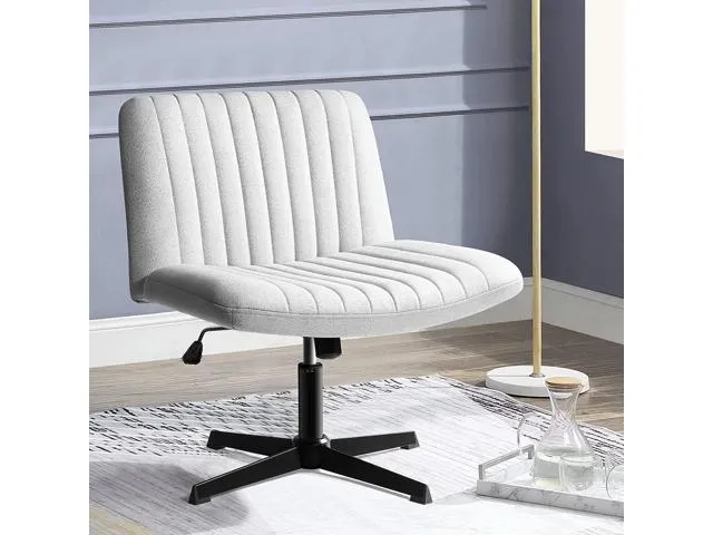 Vitesse Armless Office Desk Chair No Wheels,Fabric Padded Modern Swivel Vanity Chair,Height Adjustable Home Office Chair