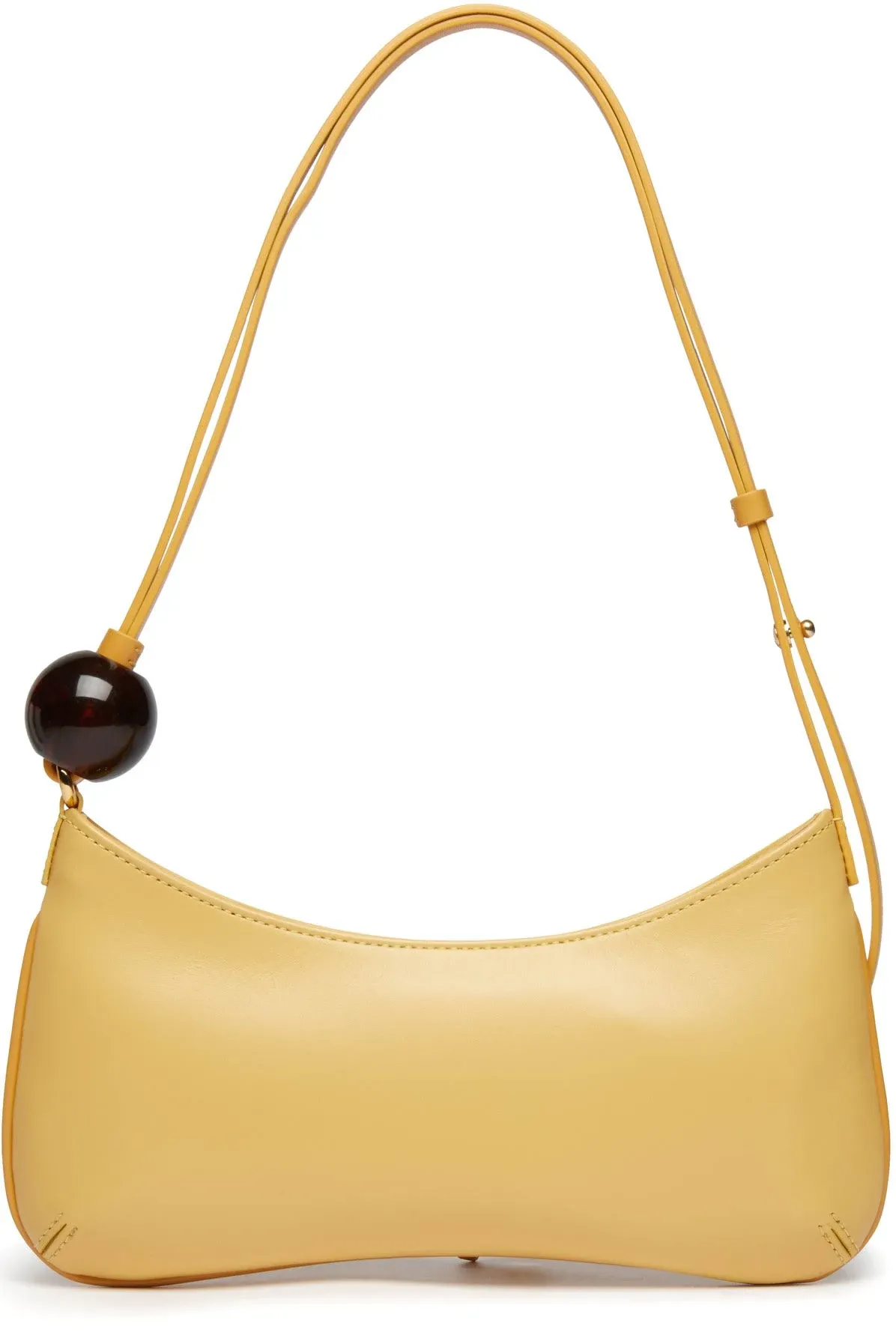 Shop Jacquemus Le Bisou Perle Beaded Shoulder Bag In Yellow