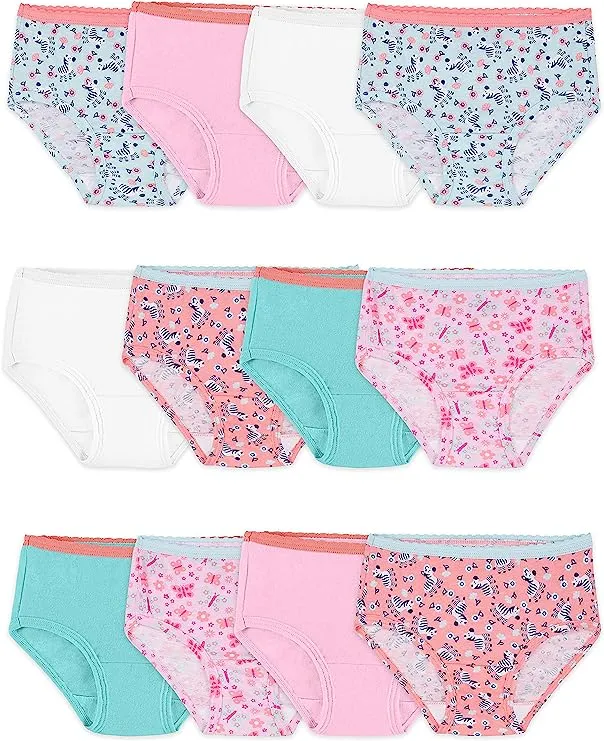 Fruit of the Loom Toddler Girls' Tag-Free Cotton Underwear, Brief-12 Pack-Assorted Colors, 2-3TFruit of the Loom Toddler Girls' Tag-Free Cotton Under…