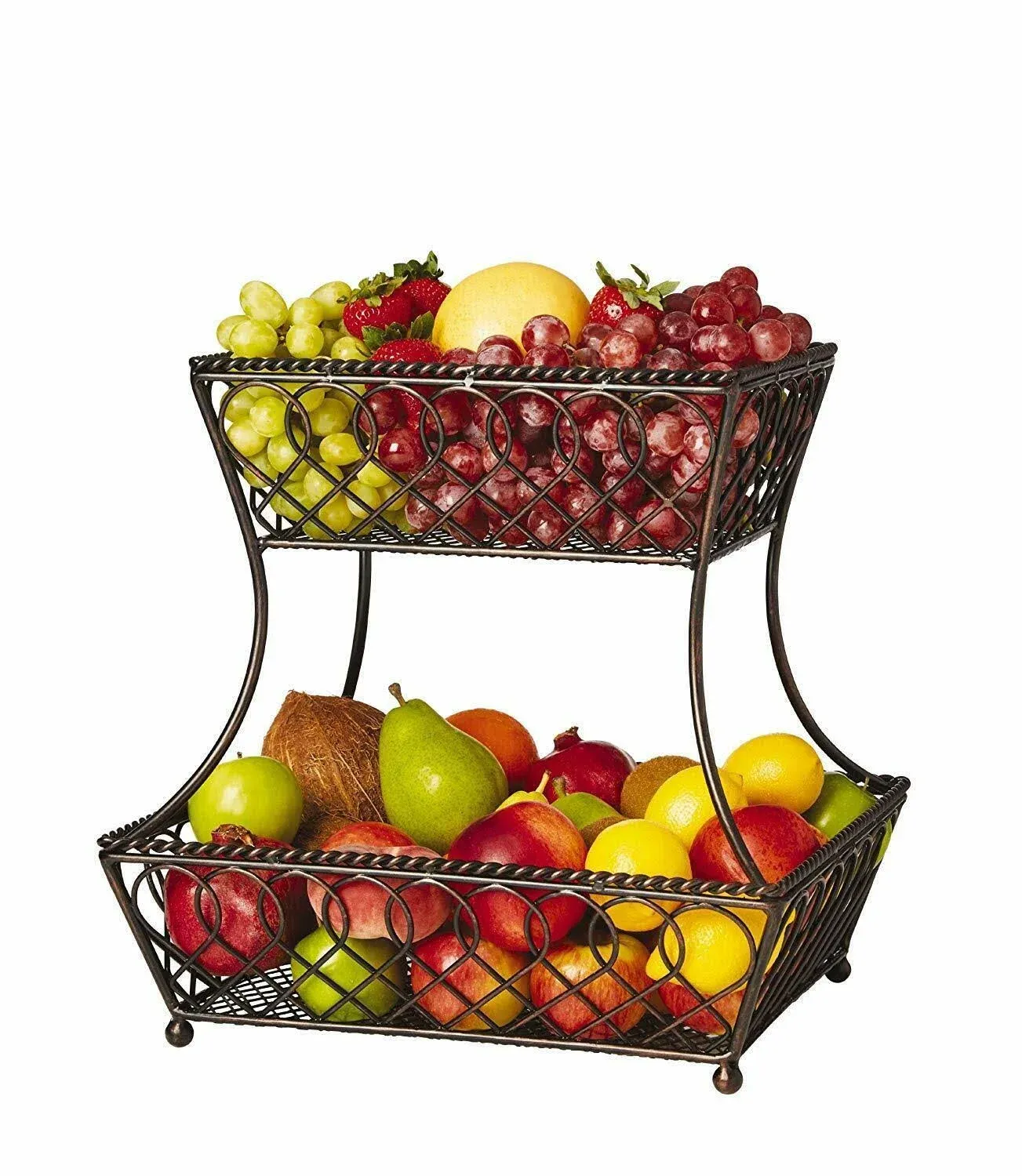 Gourmet Basics by Mikasa 2-Tier Loop & Lattice Wire Basket