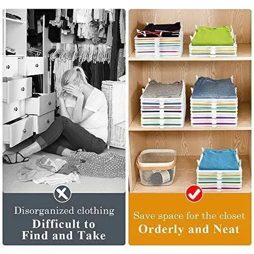 Accenter 10 Pack T Shirt Organizer Closet Organizer Durable Stackable Clothing Trays - Shirt Receipt Board Shirt Dividers File Organizer Clothes Organization System