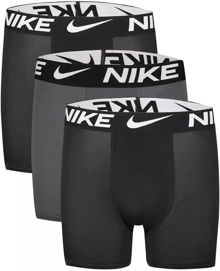 Nike Kids' Essential Dri-Fit Micro Assorted 3-Pack Boxer Briefs Black Dark Grey