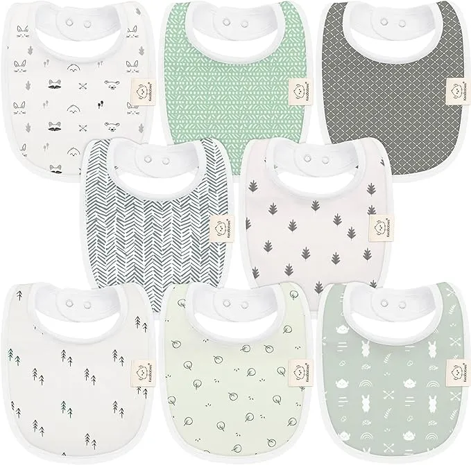 8-Pack Organic Baby Bibs for Girls & Boys - Teething Baby Bibs for Boy, Girl - Newborn Bibs for Baby Girl, Boy