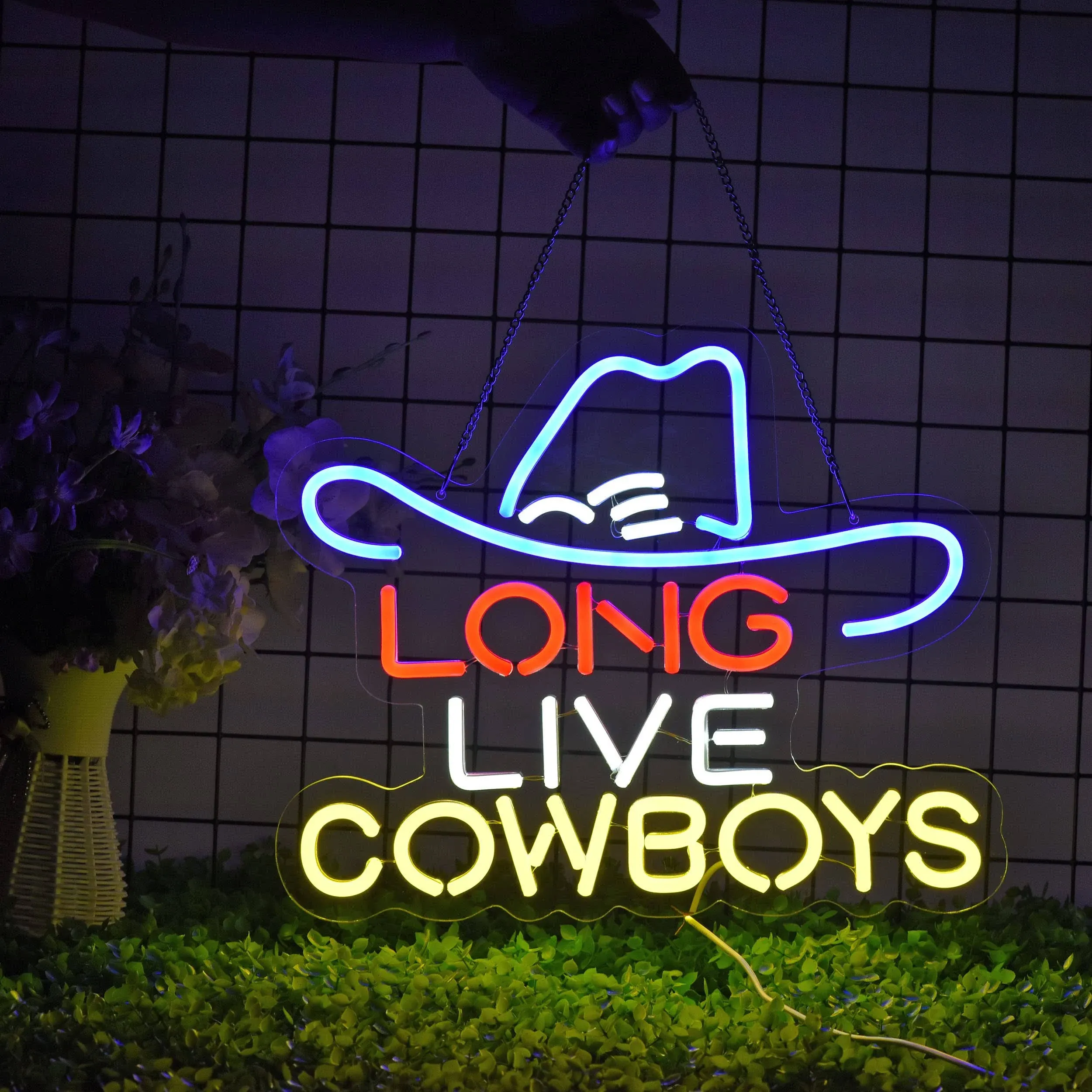 Long Live Cowboy Neon Sign for Wall Décor Dimmable LED Neon Light USB Powered