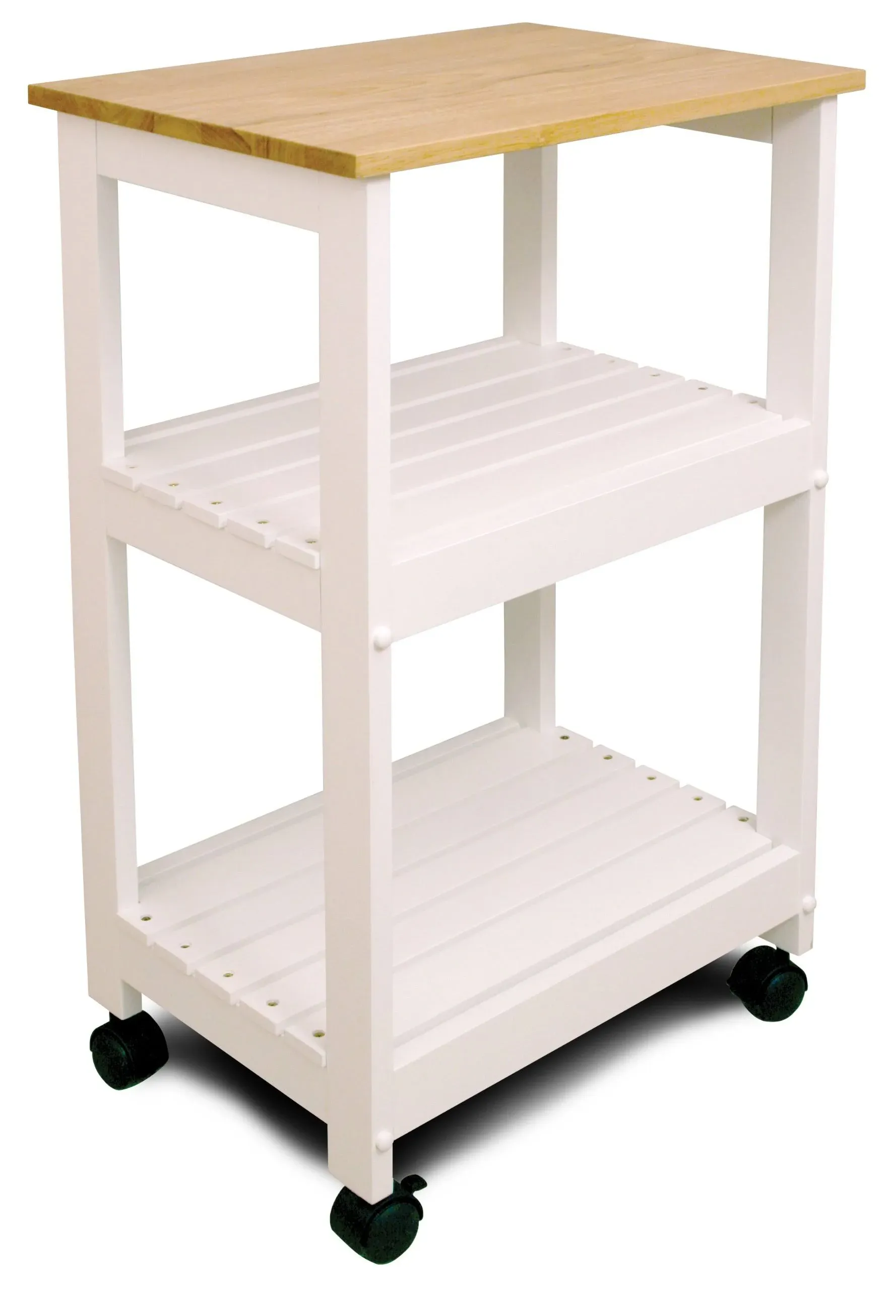 Catskill Craftsmen 81515 Utility Kitchen Cart/Microwave Stand with Natural Top, White