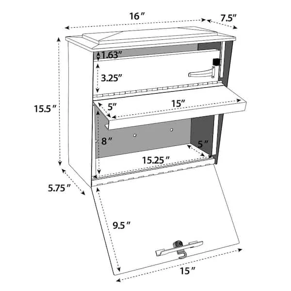 Mail Boss Townhouse Wall Mount Locking Mailbox Black