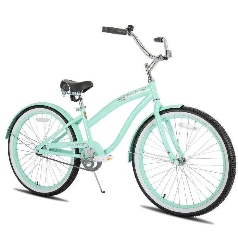 JOYSTAR 20 24 26 inch Beach Cruiser Bike for Kids, Youth, Men and Women Mint Green / 24 inch