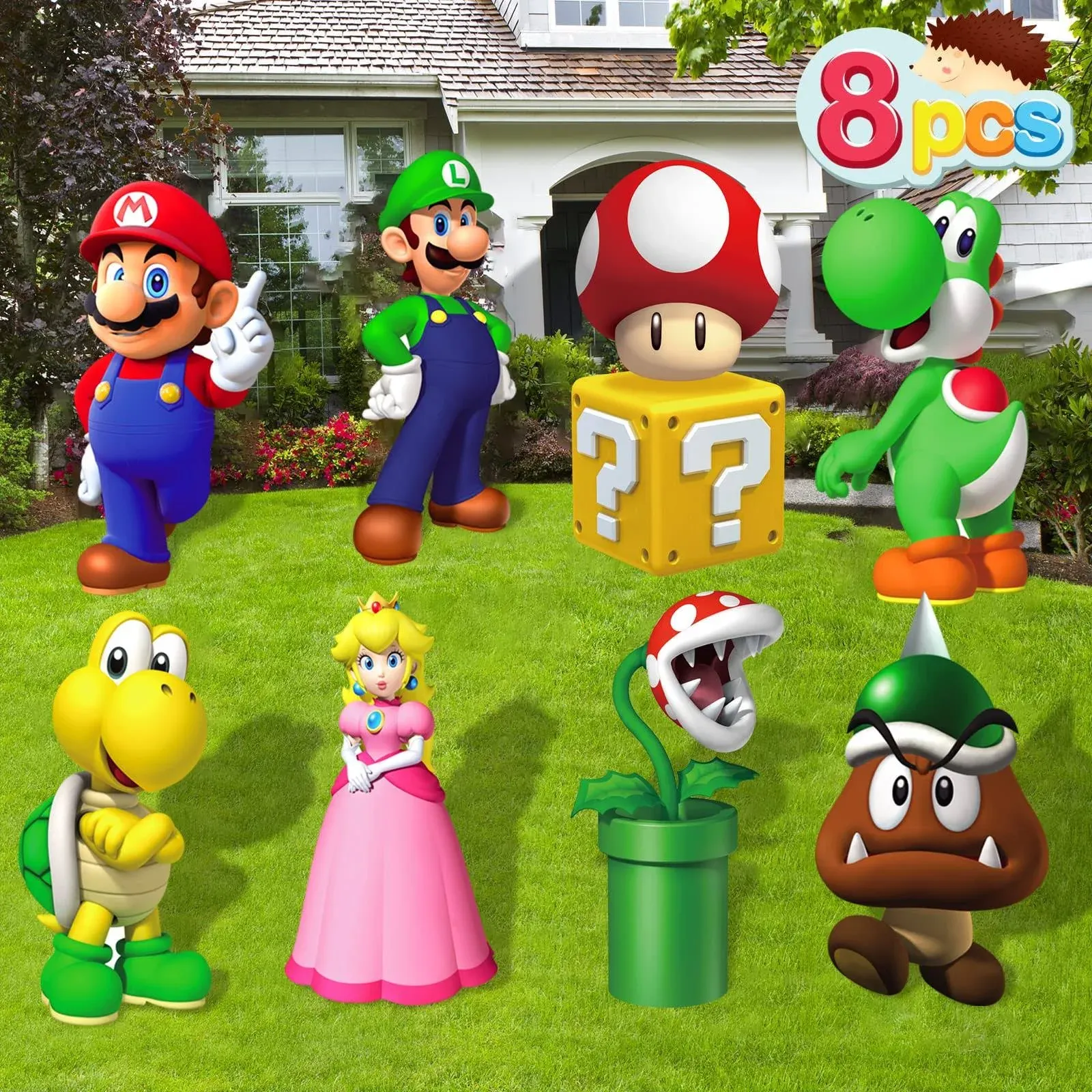 8Pcs Mario Birthday Party Mario Birthday Yard Sign with Stakes Mario Party Decor