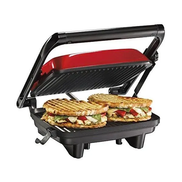 Hamilton Beach 25462Z Panini Press Gourmet Sandwich Maker, Red