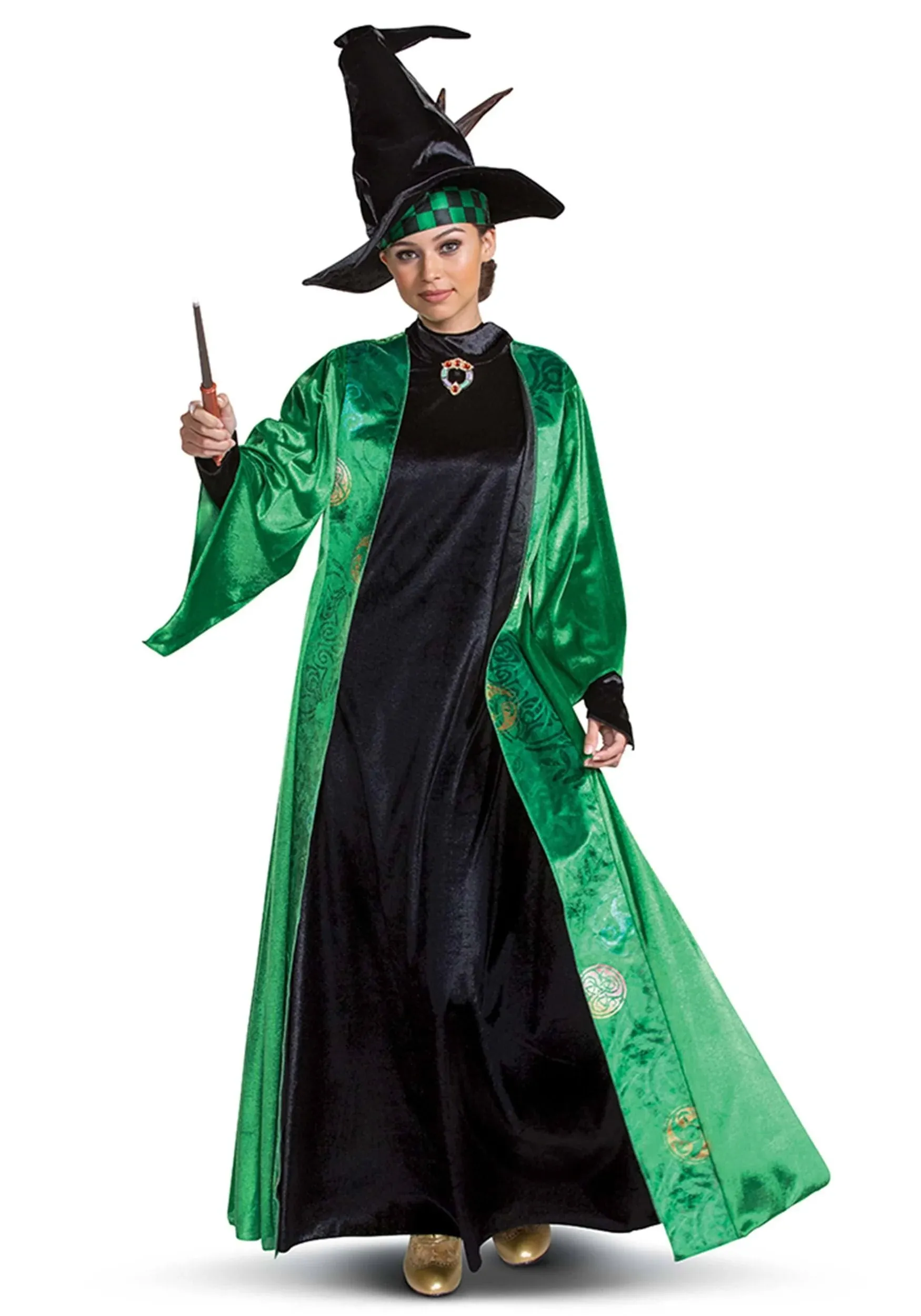 Professor McGonagall Costume, Official Deluxe Harry Potter Wizarding World Costume Dress and Hat, Multicolored, Large (12-14)