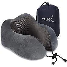 Travel Pillow, Best Memory Foam Neck Pillow Head Support Soft Pillow for Sleeping Rest, Airplane Car & Home Use (Grey)