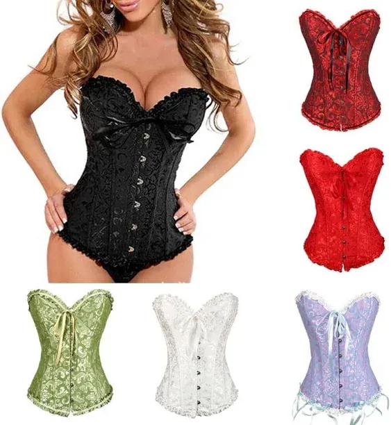 Vista Women Court Sexy Push Up Shapewear Overbust Corset Bustier with G-String ...