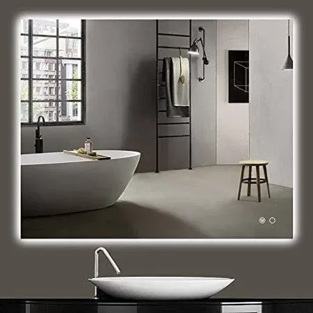 Keonjinn LED Backlit Bathroom Vanity Mirror Anti-Fog Dimmable Lighted 