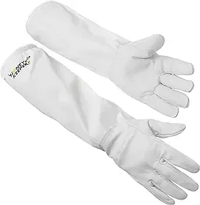 Honey Keeper Beekeeping Gloves, Extra Large - Goatskin Leather with Canvas Sleeve and Elastic Cuff