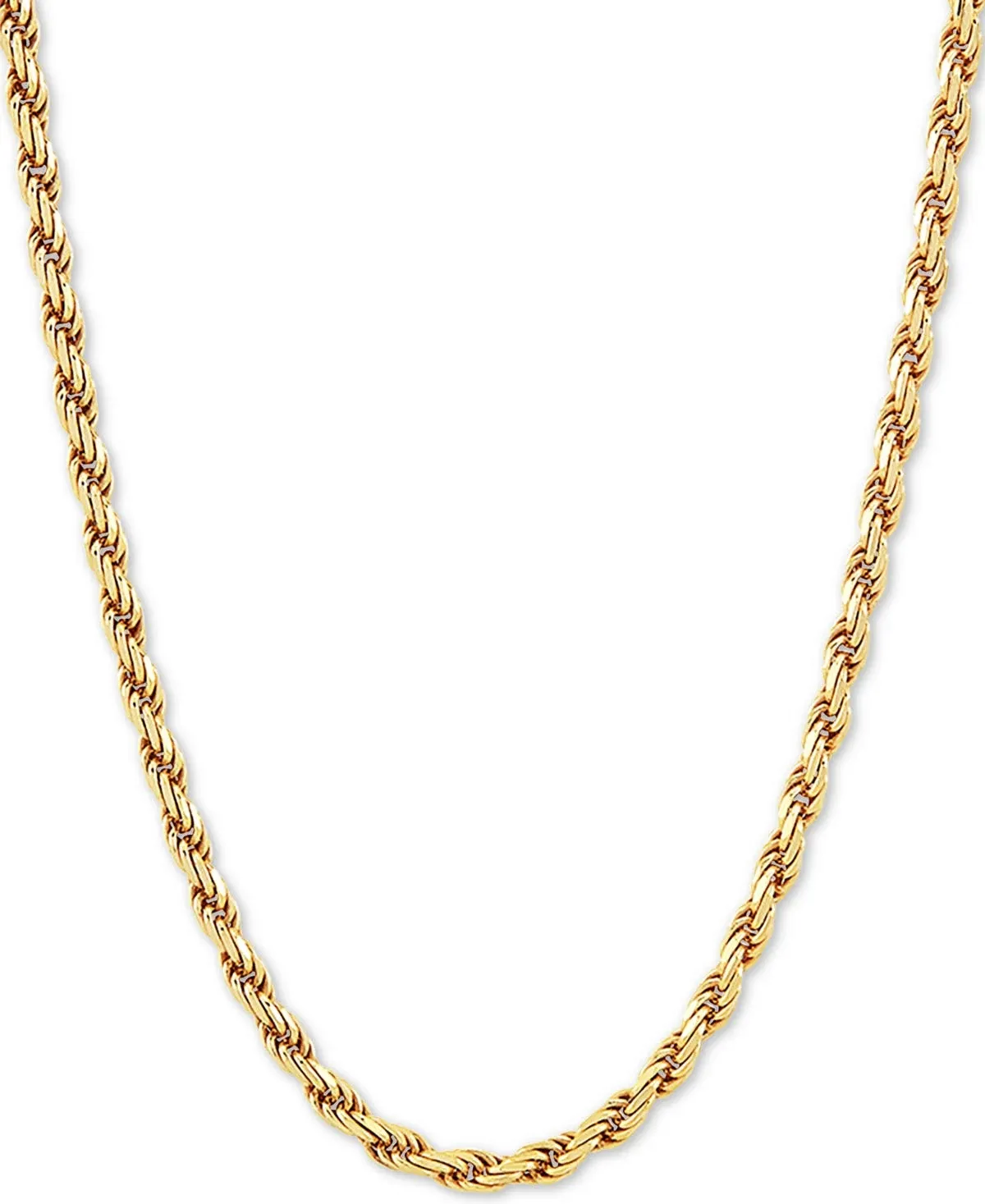 Rope Link 18" Chain Necklace In 18k Gold-plated Sterling Silver In Gold Over Silver