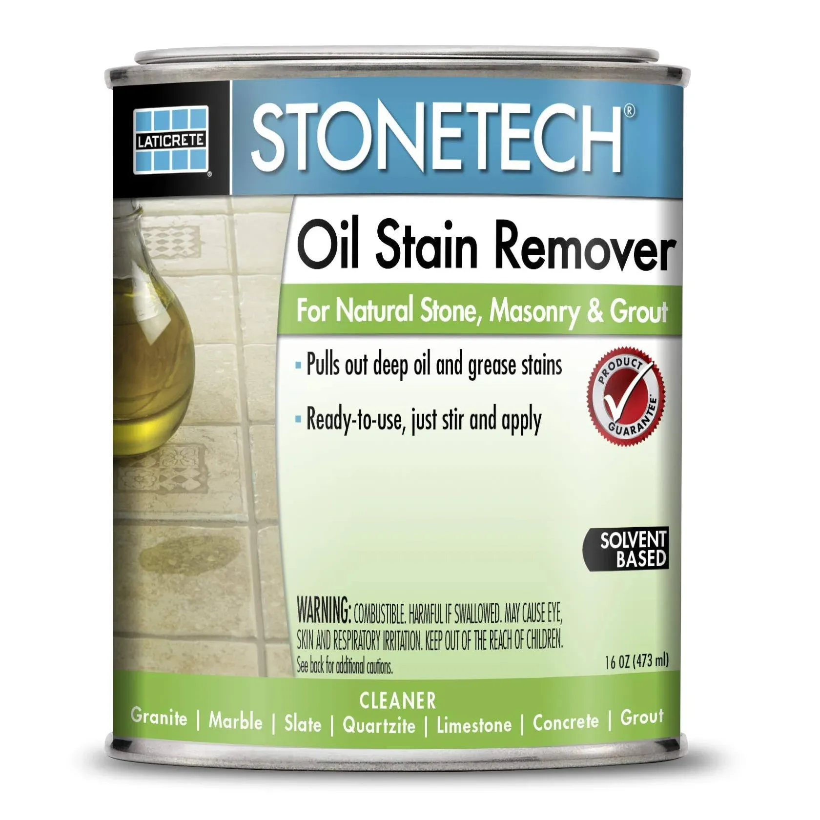 STONETECH Oil Stain Remover, Cleaner for Natural Stone, Grout, & Masonry, 1 Pint/16OZ (473ML) Can