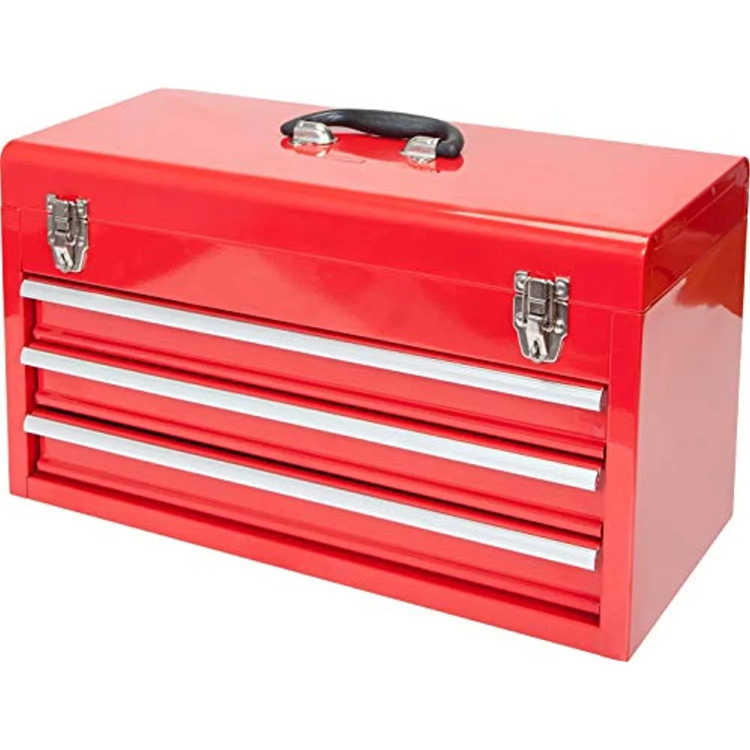 BIG RED Portable 3 Drawer Steel Tool Box with Metal Latch Closure