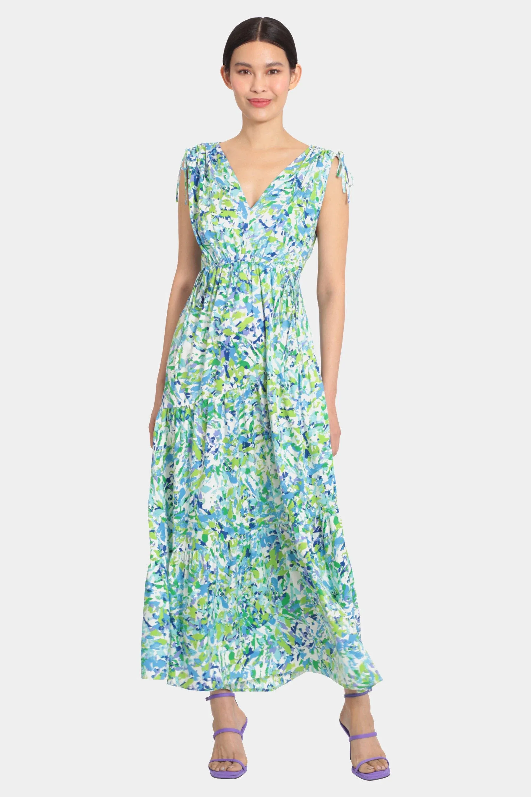 Maggy London Womens Floral Double-V Maxi Dress