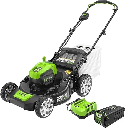 Greenworks 80V 21" Brushless Cordless (PUSH) Lawn Mower (75+ Compatible Tools), 5.0Ah Battery and Charger Included